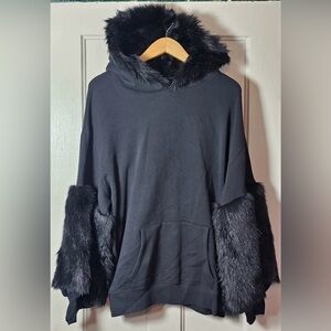 Express Black Hoodie with Faux Fur Trim